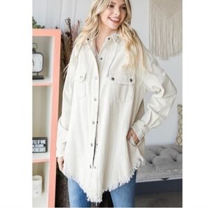 Oli & Hali Cream Utility Jacket with Frayed Hem